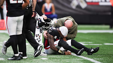 Michael Penix Jr. left Sunday's Falcons game with a knee injury.