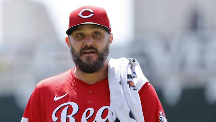 Detroit, Michigan, USA; Cincinnati Reds pitcher Wade Miley (22) walks in from the bullpen before the game against the Detroit Tigers at Comerica Park. Detroit, Michigan, USA; Cincinnati Reds pitcher Wade Miley (22) walks in from the bullpen before the game against the Detroit Tigers at Comerica Park.