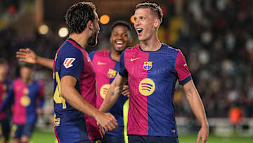 Barcelona players celebrating