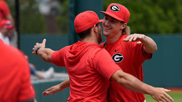 Georgia gets fired up before the start of a NCAA Regionals game against Binghamton in Athens, Ga., on Friday, May 30, 2025.