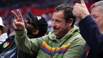 Actor Adam Sandler attends the NBA game between the Phoenix Suns and the LA Clippers at Crypto.com Arena. 