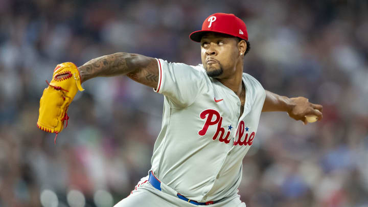 Jul 23, 2024; Minneapolis, Minnesota, USA; Philadelphia Phillies pitcher Gregory Soto delivers a pitch.