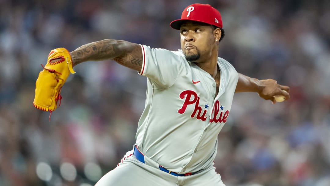 Jul 23, 2024; Minneapolis, Minnesota, USA; Philadelphia Phillies pitcher Gregory Soto (30) delivers a pitch against the Minnesota Twins in the eighth inning at Target Field.