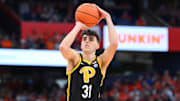 Dec 30, 2023; Syracuse, New York, USA; Pittsburgh Panthers forward Jorge Diaz Graham (31) shoots the ball against the Syracuse Orange during the first half at the JMA Wireless Dome. Mandatory Credit: Rich Barnes-Imagn Images