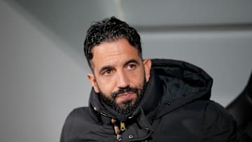 Ruben Amorim watches on from the dugout