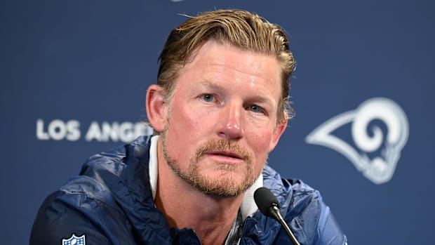 Rams GM Les Snead answers questions. 