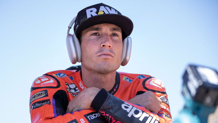 Apr 16, 2023; Austin, TX, USA; Aleix Espargaro (41) of Spain and Aprilia Racing prepares to race in the Red Bull Grand Prix of the Americas on Sunday at Circuit of the Americas. Mandatory Credit: Dustin Safranek-USA TODAY Sports