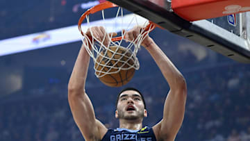 Memphis Grizzlies center Zach Edey saw his first action over the weekend in Cleveland and will start against the Spurs despite a minutes restriction. His job in the pain will be easier due to Victor Wembanyama's absence.