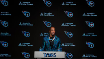 Newly acquired cornerback for the Tennessee Titans L'Jarius Sneed fields questions at his press conference at Ascension Saint Thomas Sports Park Tuesday morning, April 2, 2024.