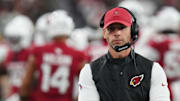 Arizona Cardinals head coach Jonathan Gannon walks the sidelines as his team plays the Jacksonville Jaguars at State Farm Stadium on Nov. 23, 2025.