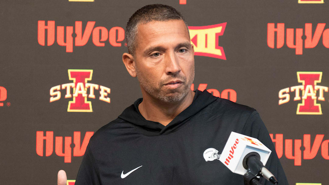 Iowa State football head coach Matt Campbell speaks during Iowa State football media day.
