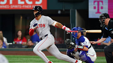 Rookie Kristian Campbell hits a home run for the Boston Red Sox in 2025.