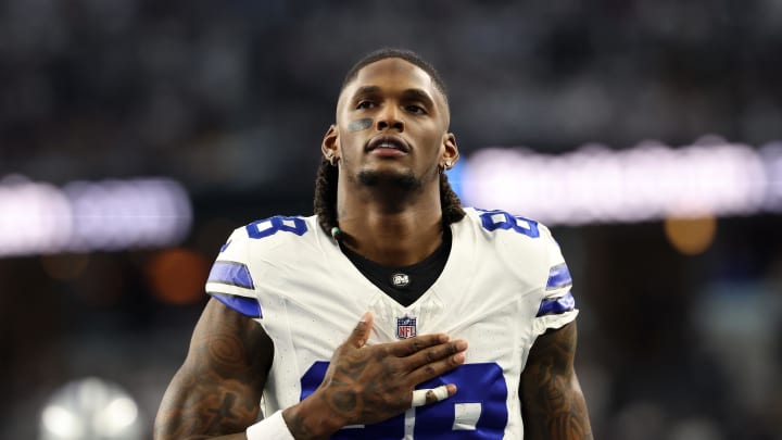 Jan 14, 2024; Arlington, Texas, USA; Dallas Cowboys wide receiver CeeDee Lamb (88) before the 2024 NFC wild card game against the Green Bay Packers at AT&T Stadium. Mandatory Credit: Kevin Jairaj-USA TODAY Sports
