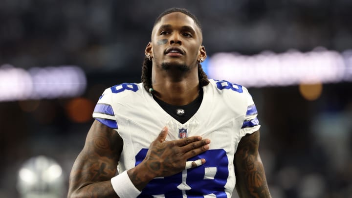 Jan 14, 2024; Arlington, Texas, USA; Dallas Cowboys wide receiver CeeDee Lamb (88) before the 2024 NFC wild card game against the Green Bay Packers at AT&T Stadium. 