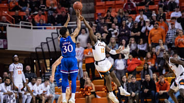 Kansas Jayhawks' guard Ochai Agbaji is a key piece in the No. 9 scoring offense in the nation. 