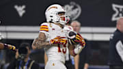 Iowa State Cyclones wide receiver Jaylin Noel (13) in action during the game between the Iowa State Cyclones and the Arizona State Sun Devils at AT&T Stadium. 