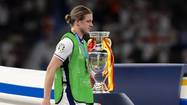 Spain v England: Final - UEFA EURO 2024 - A disheartened Gallagher after picking up his Euros runner-up medal