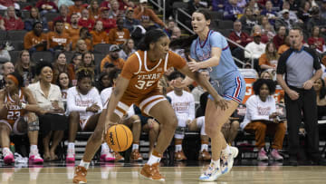 Mar 9, 2024; Kansas City, MO, USA; Texas Longhorns forward Madison Booker (35) handles the ball