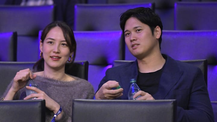 Los Angeles Dodgers Shohei Ohtani (17) and his wife Mamiko Tanaka.