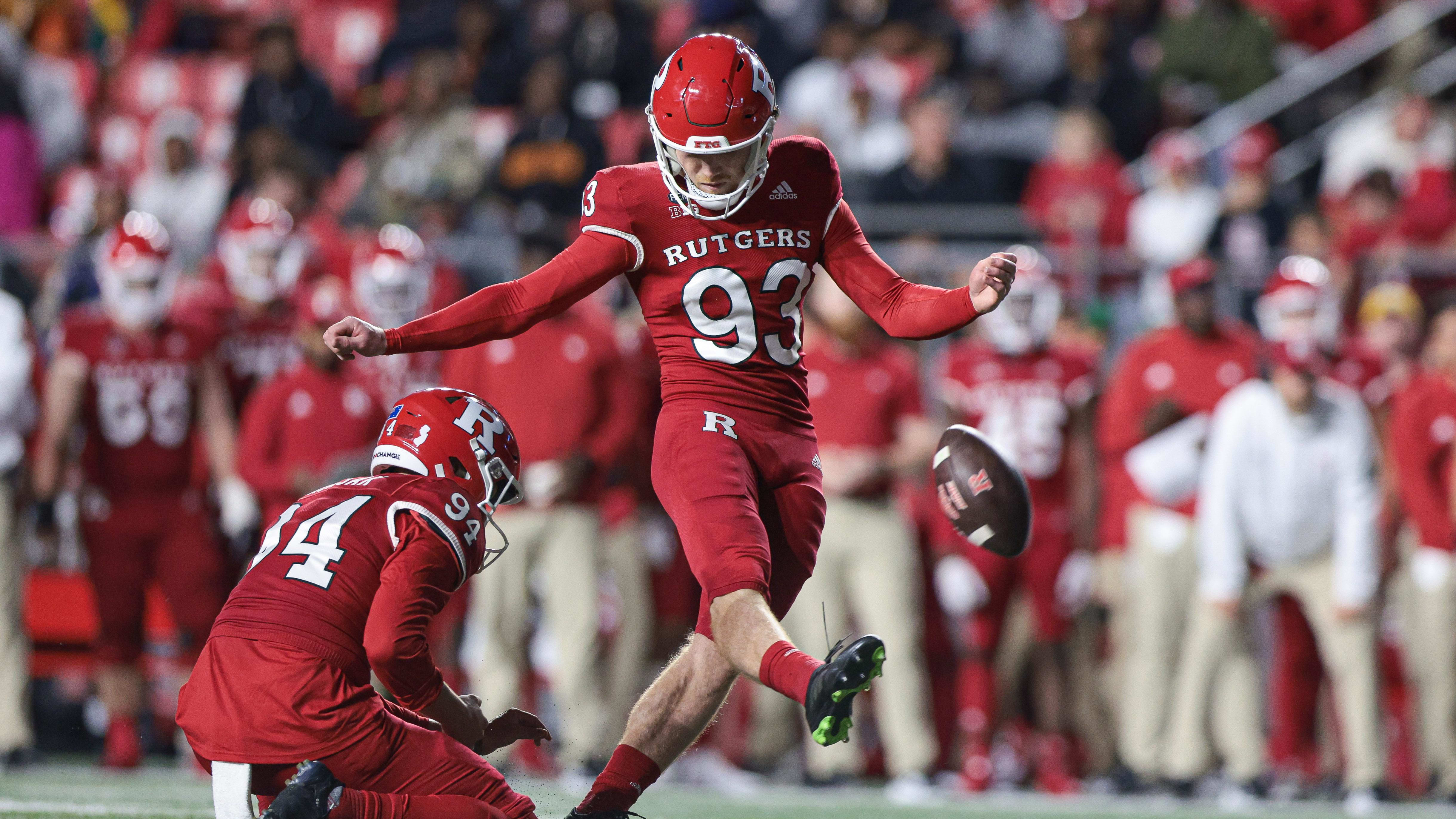 Rutgers place kicker Jude McAtamney (93)