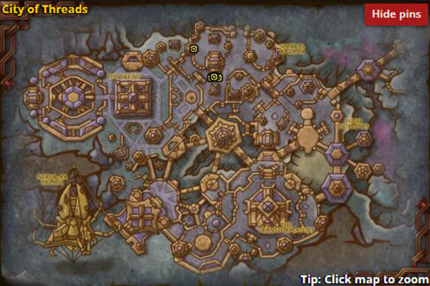 World of Warcraft: The War Within City of Threads map.