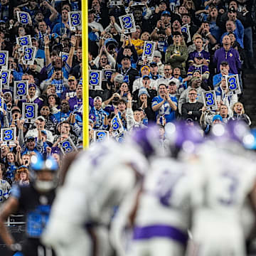 Detroit Lions fans cheer against Minnesota Vikings before a third down during the second half at Ford Field in Detroit on Sunday, Jan. 5, 2025.