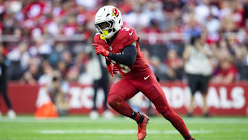 Jan 5, 2025; Glendale, Arizona, USA; Arizona Cardinals safety Budda Baker (3) against the San Francisco 49ers at State Farm Stadium. Mandatory Credit: Mark J. Rebilas-Imagn Images