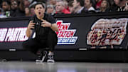 Jan 18, 2025; Cincinnati, Ohio, USA;  Cincinnati Bearcats head coach Wes Miller works the sideline against the Arizona State Sun Devils in the second half at Fifth Third Arena. Mandatory Credit: Aaron Doster-Imagn Images
