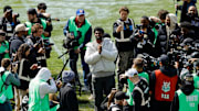 Former Colorado Buffaloes player Shedeur Sanders during his number retirement ceremony before the spring game at Folsom Field. 