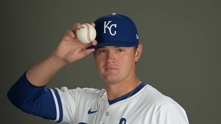 Feb 22, 2024; Surprise, AZ, USA;  Kansas City Royals pitcher Chandler Champlain (93) during photo day at spring training in Surprise, AZ. Mandatory Credit: Jayne Kamin-Oncea-Imagn Images