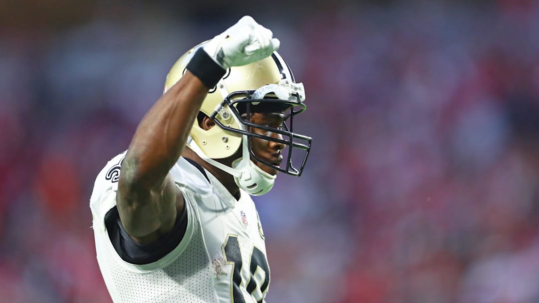 Dec 18, 2016; Glendale, AZ, USA; New Orleans Saints wide receiver Brandin Cooks (10) against the Arizona Cardinals at University of Phoenix Stadium. 