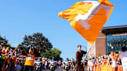 The Volunteer and Smokey start off the Vol Walk before a NCAA football game between Tennessee and UAB at Neyland Stadium in Knoxville, Tenn., September 20, 2025.