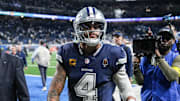 Dallas Cowboys quarterback Dak Prescott walks off the field after 44-30 loss at Ford Field to the Detroit Lions.