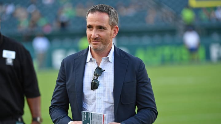 Aug 17, 2023; Philadelphia, Pennsylvania, USA;  Philadelphia Eagles general manager Howie Roseman against the Cleveland Browns at Lincoln Financial Field. Mandatory Credit: Eric Hartline-USA TODAY Sports