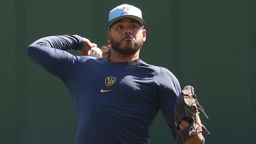 Sep 7, 2025; Pittsburgh, Pennsylvania, USA; Milwaukee Brewers pitcher Freddy Peralta (51) throws in the outfield before the game against the Pittsburgh Pirates at PNC Park. Mandatory Credit: Charles LeClaire-Imagn Images Sep 7, 2025; Pittsburgh, Pennsylvania, USA; Milwaukee Brewers pitcher Freddy Peralta (51) throws in the outfield before the game against the Pittsburgh Pirates at PNC Park. Mandatory Credit: Charles LeClaire-Imagn Images