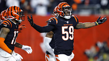 Jan 15, 2023; Cincinnati, Ohio, USA; Cincinnati Bengals linebacker Akeem Davis-Gaither (59)