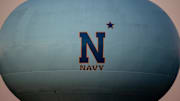 Nov 28, 2020; Annapolis, Maryland, USA; A general view of the Navy Midshipmen logo on a water tower near the stadium is seen before the game between the Navy Midshipmen and the Memphis Tigers at Navy-Marine Corps Memorial Stadium. 