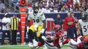 Oct 1, 2023; Houston, Texas, USA; Pittsburgh Steelers defensive end DeMarvin Leal (98) reacts after making a play during the game against the Houston Texans at NRG Stadium. Mandatory Credit: Troy Taormina-USA TODAY Sports