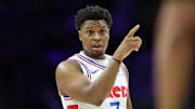 Kyle Lowry gestures during a game against the Kings.