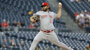 Sep 14, 2021; Pittsburgh, Pennsylvania, USA; Cincinnati Reds starting pitcher Wade Miley (22) delivers against the Pittsburgh Pirates during the first inning at PNC Park.
