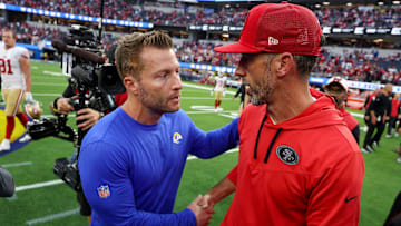 San Francisco 49ers head coach Kyle Shanahan (R) and Los Angeles Rams head coach Sean McVay (L)