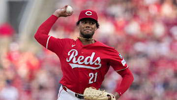 Cincinnati Reds ace Hunter Greene pitches against the Milwaukee Brewers.