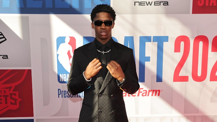 VJ Edgecombe arrives before the first round of the 2025 NBA Draft at Barclays Center. VJ Edgecombe arrives before the first round of the 2025 NBA Draft at Barclays Center.