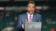 Jan 9, 2025; Miami, FL, USA; ESPN analyst Nick Saban before the game between the Notre Dame Fighting Irish and the Penn State Nittany Lions in the Orange Bowl at Hard Rock Stadium. Mandatory Credit: Nathan Ray Seebeck-Imagn Images