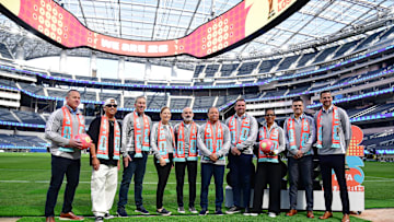 Los Angeles World Cup Hose Committee poses for a photo during the unveiling of the test soccer pitch for the 2026 World Cup