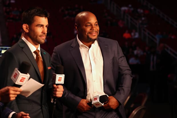 Daniel Cormier  before the fight between Johnny Munoz and Jamey Simmonsduring UFC 265 at Toyota Center. 