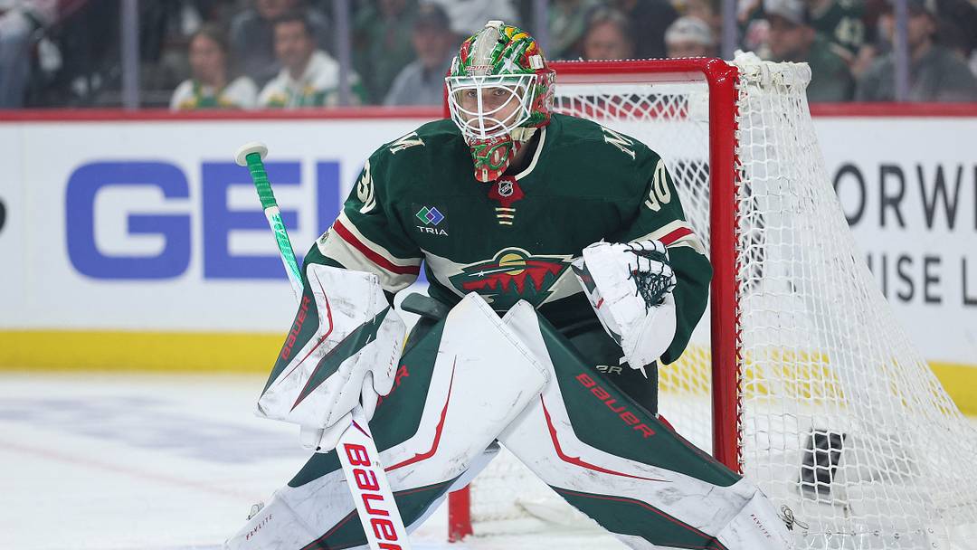 May 11, 2026; Saint Paul, Minnesota, USA; Minnesota Wild goaltender Jesper Wallstedt (30) defends his net against the Colorado Avalanche during the first period in game four of the second round of the 2026 Stanley Cup Playoffs at Grand Casino Arena. Mandatory Credit: Matt Krohn-Imagn Images