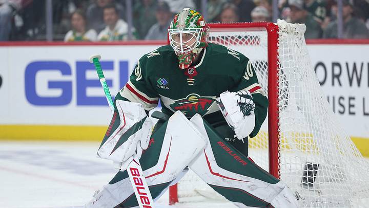 May 11, 2026; Saint Paul, Minnesota, USA; Minnesota Wild goaltender Jesper Wallstedt (30) defends his net against the Colorado Avalanche during the first period in game four of the second round of the 2026 Stanley Cup Playoffs at Grand Casino Arena. Mandatory Credit: Matt Krohn-Imagn Images