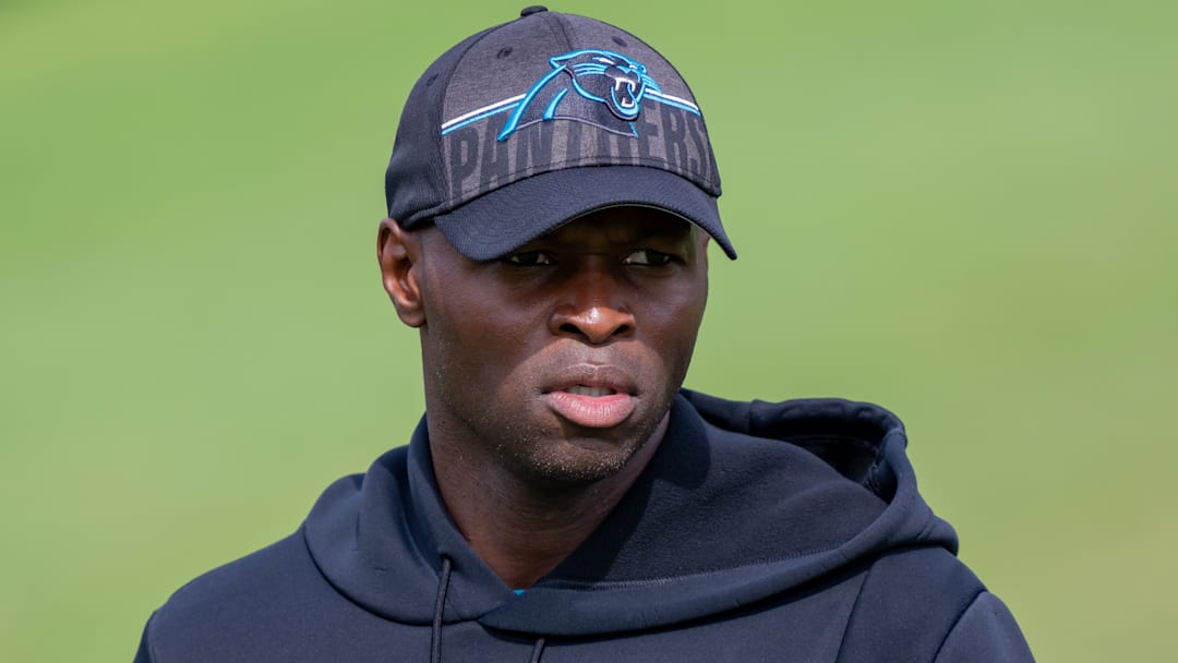 Carolina Panthers defensive coordinator Ejiro Evero