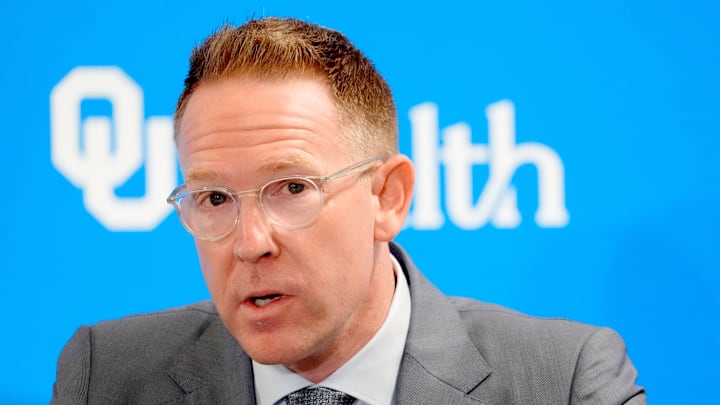 Thunder general manager Sam Presti speaks during an introductory press conference for the 2024 Thunder draft picks at Oklahoma Contemporary Arts Center in Oklahoma City, Saturday, June, 29, 2024.